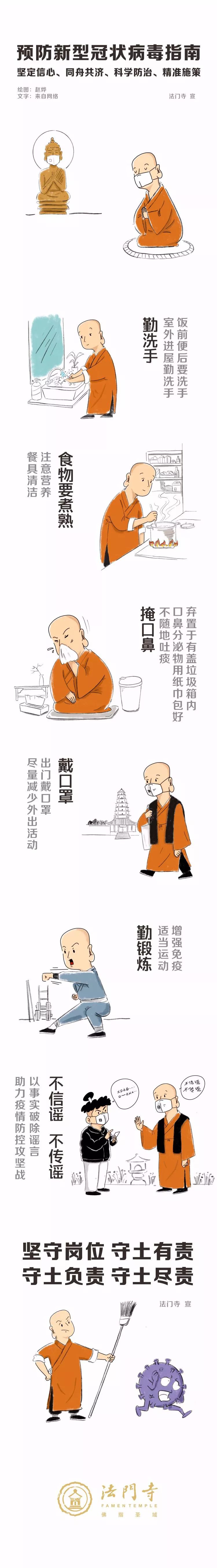 法门寺漫画 | 一图看懂我们如何预防新型冠状病毒